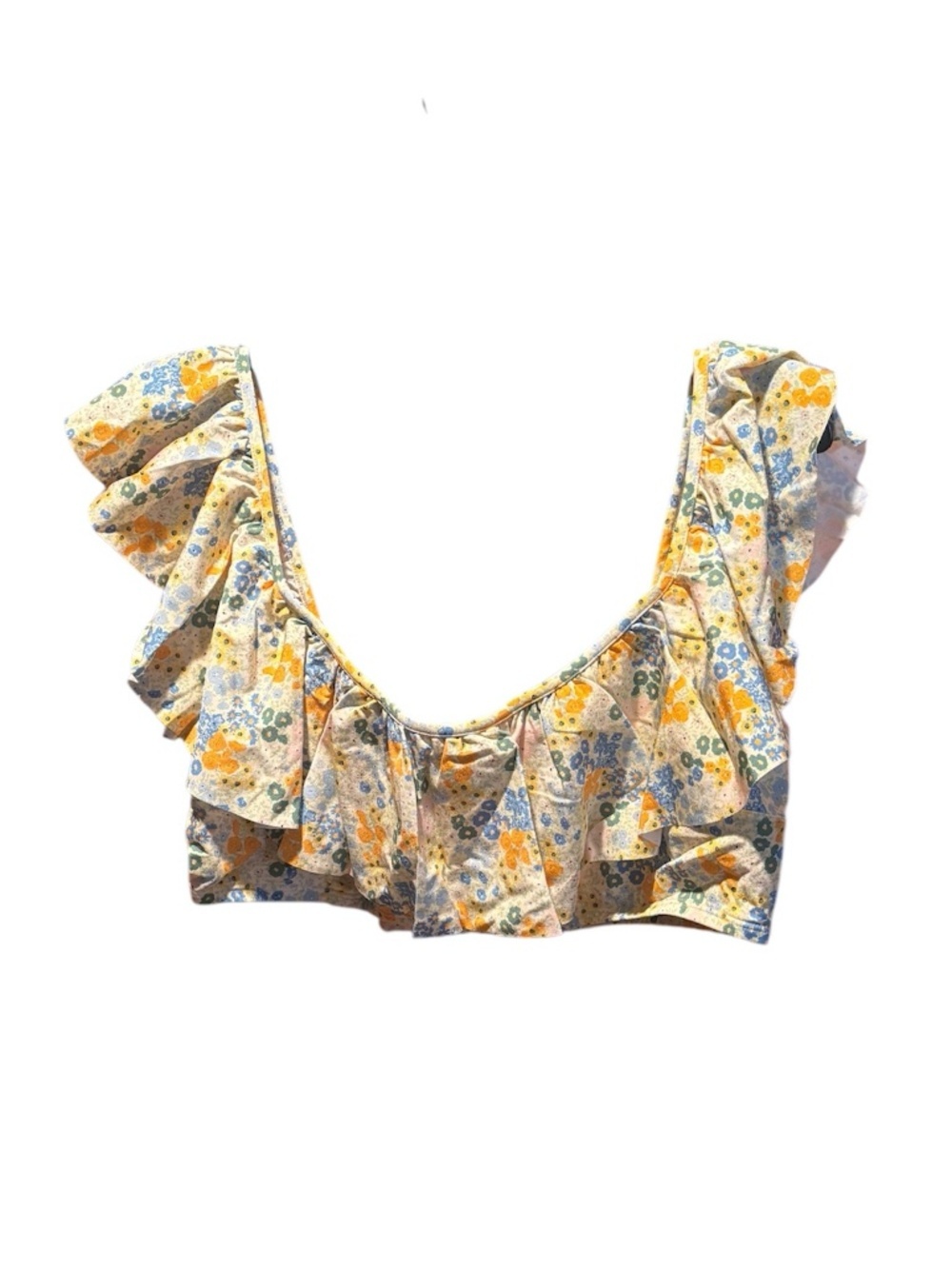 & Other Stories Floral Ruffle Bikini Top Size 12 NWT